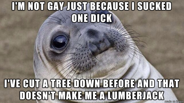 My straight friend said this after getting drunk and hooking up with another dude