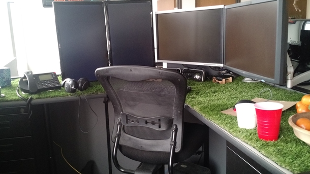 My supervisor astroturfed his desk