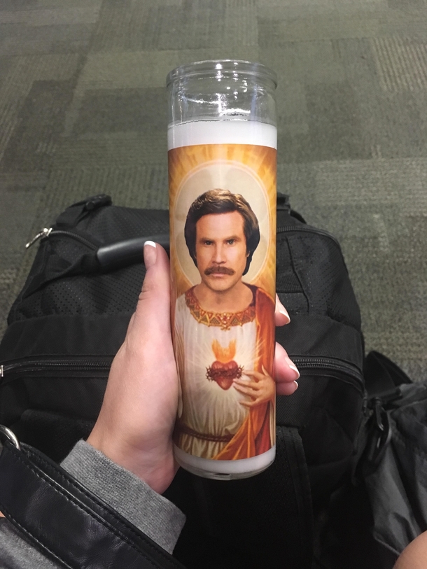 My sweet Ron Burgandy candle caused my backpack to be pulled aside and checked at the airport because it looked like a suspicious canister The TSA officer loved it and showed it off Im not even mad