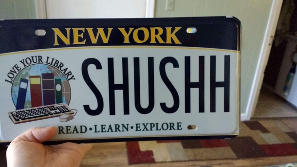 My wife the librarian received her new vanity plates yesterday