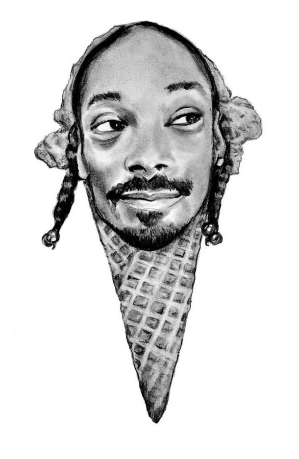 My wildly talented friend pencil draws celebrities with their own food pun Here is Scoop Dogg