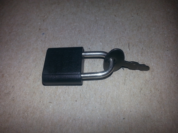 My  year old sons brilliant way to never lose the only key he has for this lock