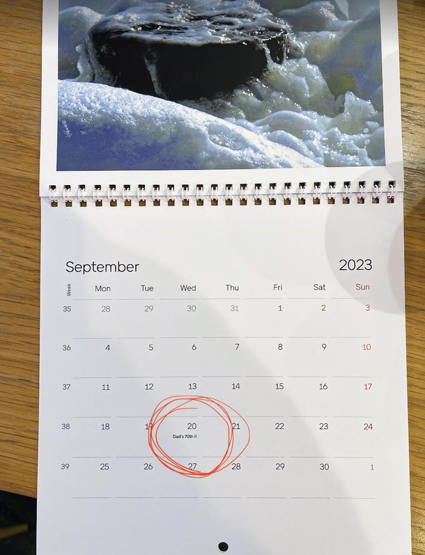 Next-level passive aggressive My father-in-law who hasnt even been bothered to even visit two of his grandchildren sent a calendar to his  adult kids filled with his own mediocre photography He passed on the opportunity to fill it with family birthdays in