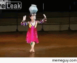 North Korean girl with pot on head does  spins in  secs to celebrate Kim Jong Uns birthday