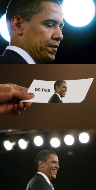 Obamas cue cards for all his stressful situations