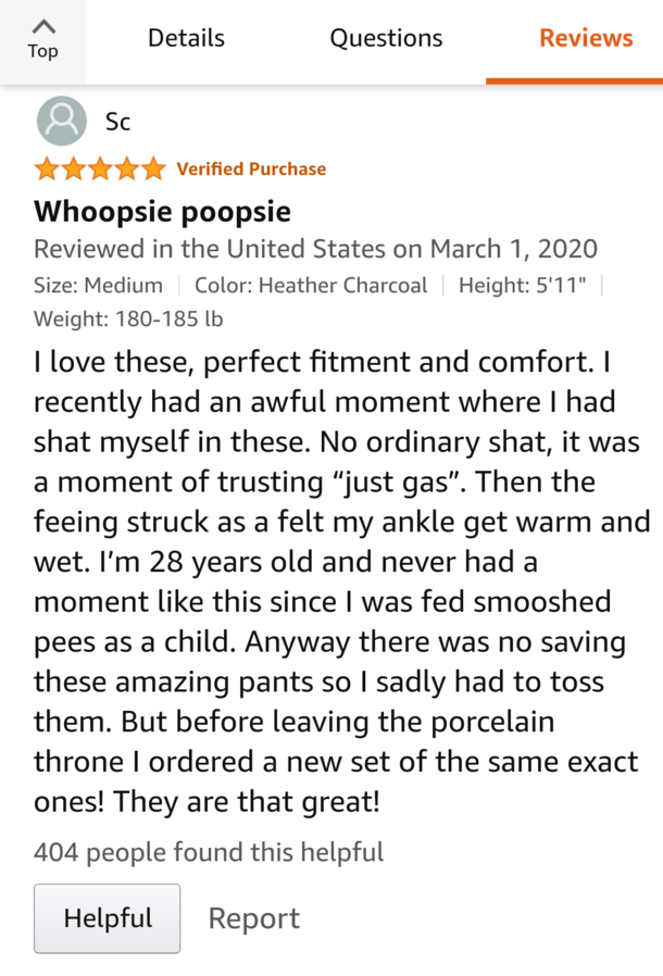 Oh my gosh I came across this amazon review of south pole jogger pants  Normally a lurker here but this was just too darn funny not to share I have already purchased my very own shat proof pants  Wish me luck