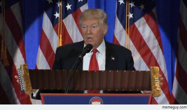One of Trumps speeches with accordion in hand