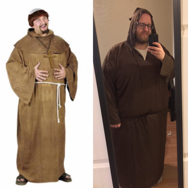 Ordered this friar costume for a Renaissance Fair I ended up with a Darth Fatter costume