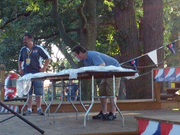 Our local music fest had a pie eating contest One person showed up