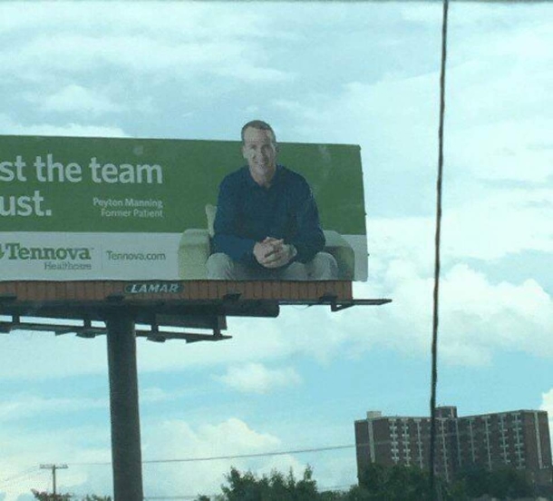 Peyton Mannings forehead is so big it couldnt fit the billboard