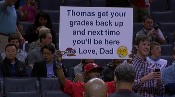 Pic #1 -  Dad of the Year candidate at the Cavs vs Hornets game