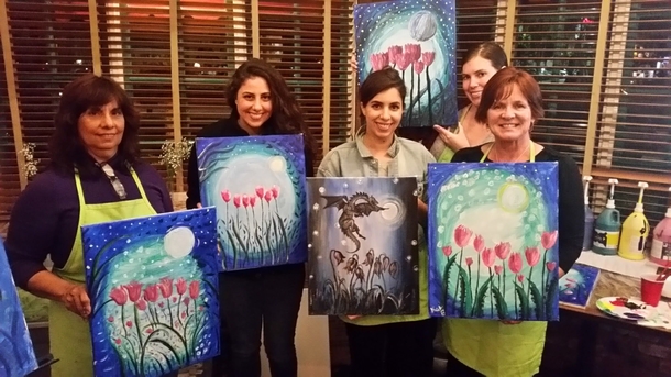 Pic #1 - I also got dragged to Paint Nite I was supposed to paint a Moonlight Garden