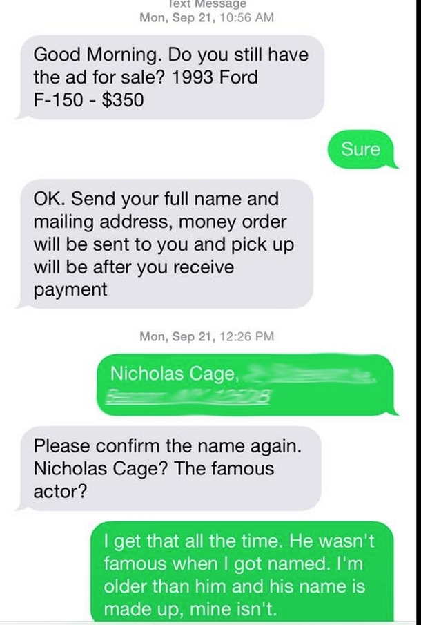 Pic #1 - My Dad Trolled a Craigslist Scammer Hes still at it