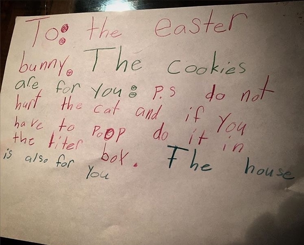 Pic #1 - My friends kids wrote a note to the Easter bunny