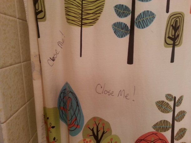 Pic #1 - My wife has been frustrated that I keep forgetting to shut the shower curtain
