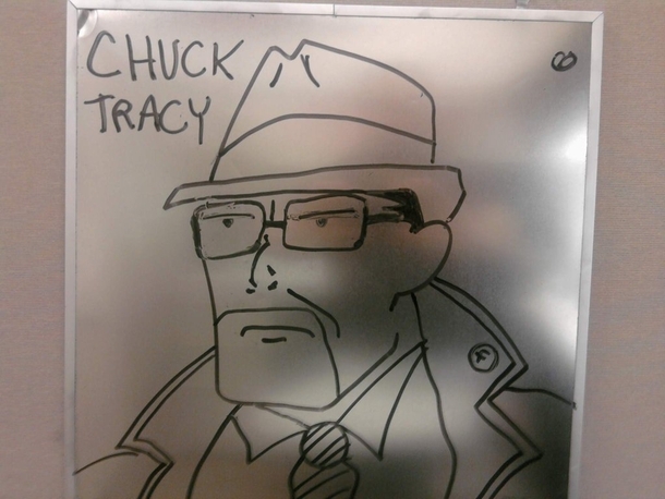 Pic #13 - Every week I draw a new version of my co-worker on his dry erase board He is a quiet  year old man and doesnt really know how to feel about this