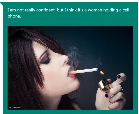 Pic #2 - Captionbot has absolutely no idea about smoking