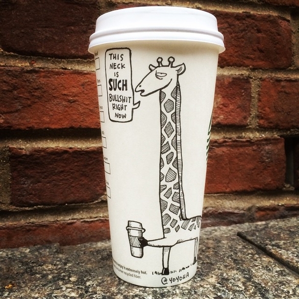 Pic #2 - Cartoonist draws on his coffee cup every morning