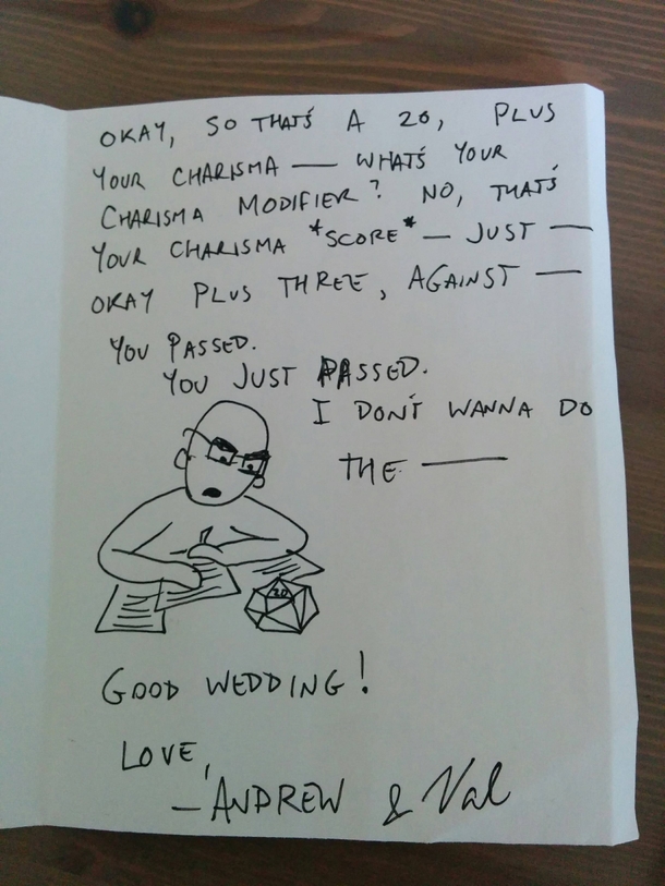 Pic #2 - When your Dungeon Master forgets to buy you a wedding card