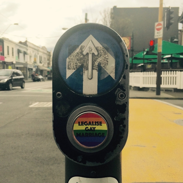 Pic #2 - Workmate put these stickers on crossing buttons around Melbourne