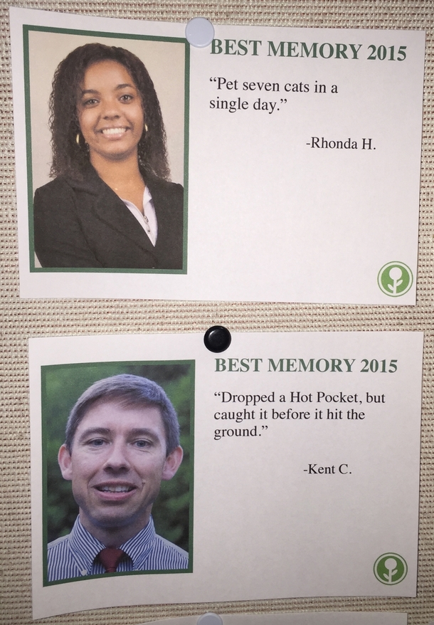 Pic #3 - I wrote some fake Best Memories of  and left them on a community bulletin board