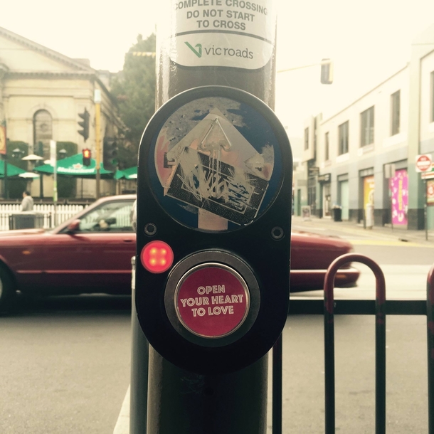 Pic #3 - Workmate put these stickers on crossing buttons around Melbourne
