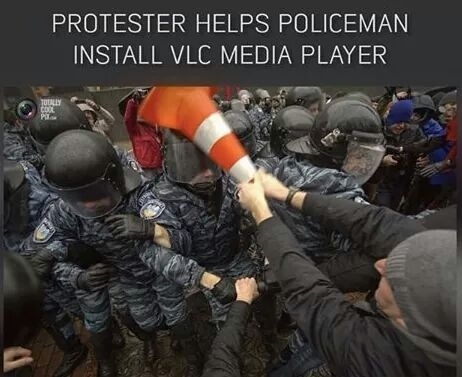 Police helping protester