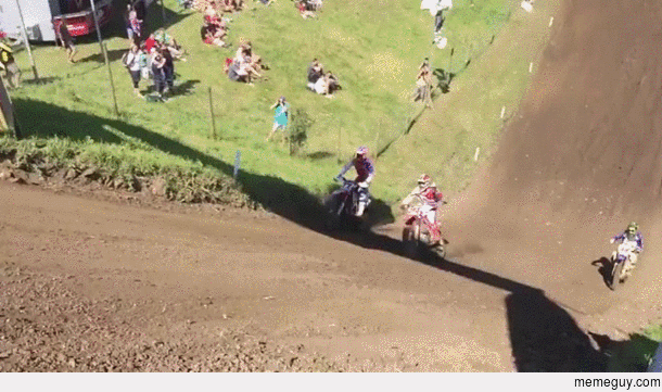 Pro motocross racer Tim Gajser scrubbing a jump like a god