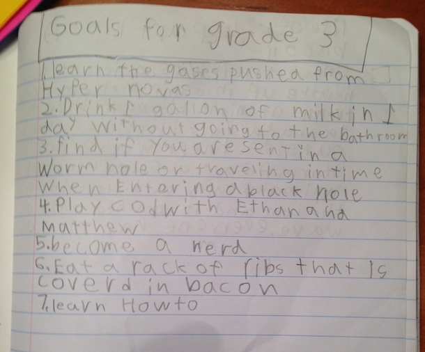 Reaching for the stars My sons goals for rd grade