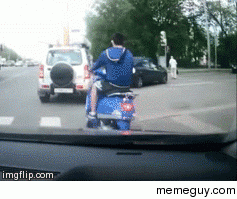 Ridiculously unhurt moped guy