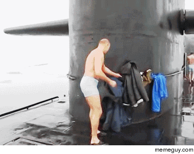 Russian submarine crew decide to go for a swim