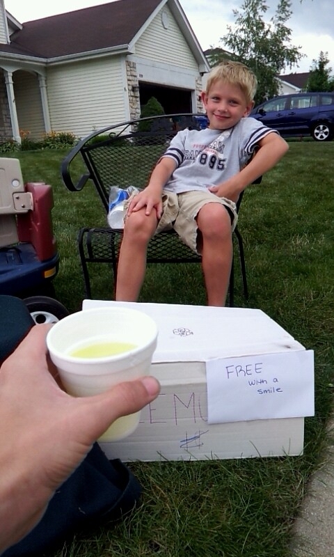 Saw this kids lemonade stand while walking Hes going places