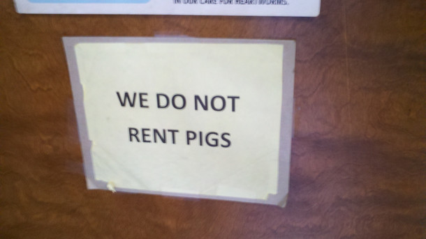 Saw this sign at an animal hospital yesterday not sure how this becomes a problem that needs a sign