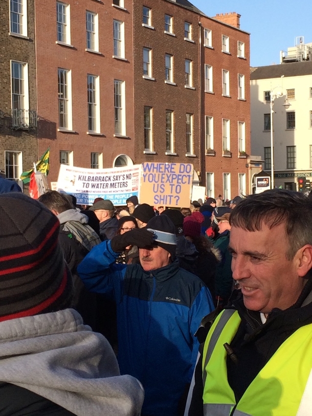 seen at the Irish water protest in Dublin yesterday
