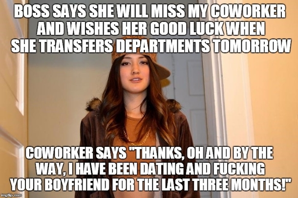 Shit has hit the fan at work as my coworker who has been sleeping with my Boss boyfriend for the last three months admits it to my boss on her last day
