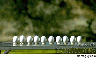 Shooting a bullet through  eggs at  frames per second
