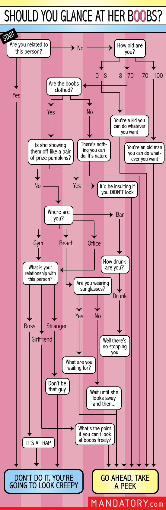 Should you glance at her boobs Flowchart