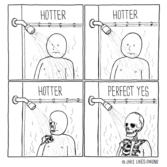 showering in winter