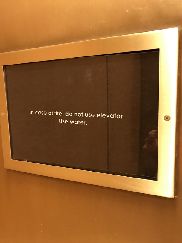 Sign inside an elevator