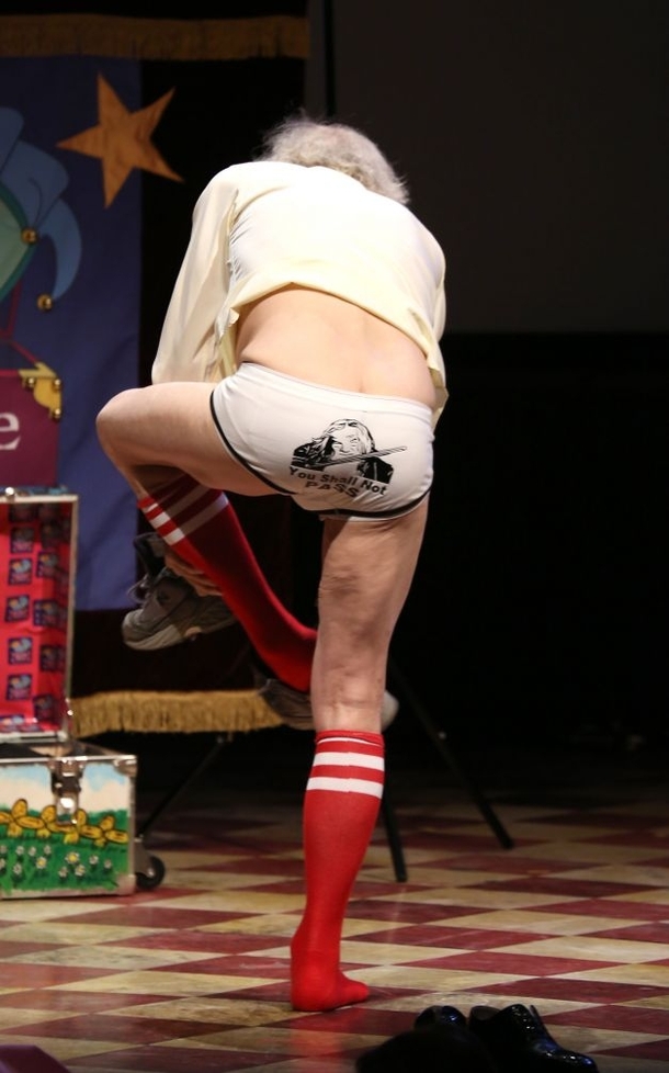 Sir Ian McKellens underwear during a costume change onstage in NYC