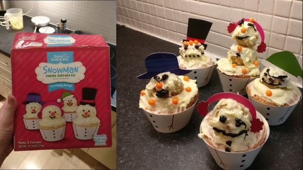Snowman Vanilla Cupcake Kit