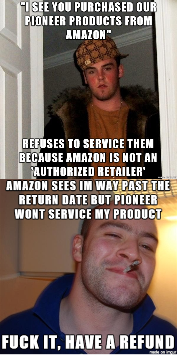 So i just had this experience with Pioneer and amazon