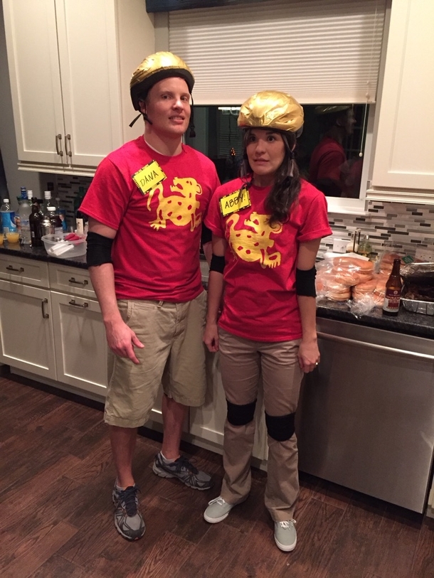 So my friends dressed up as Legends of the Hidden Temple contestants and even nailed the awkward prepubescent pose  smile