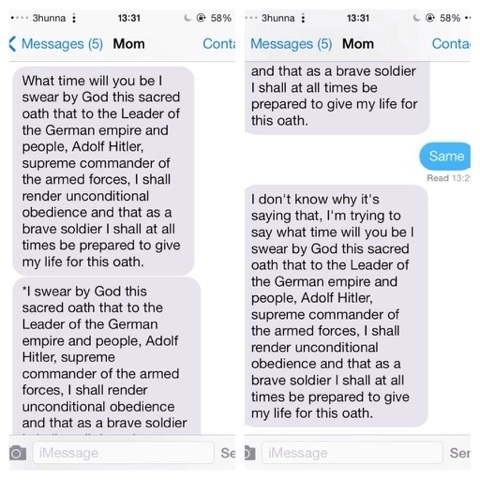 Some guy changes home to the Nazi Oath to Hitler in his moms shortcuts