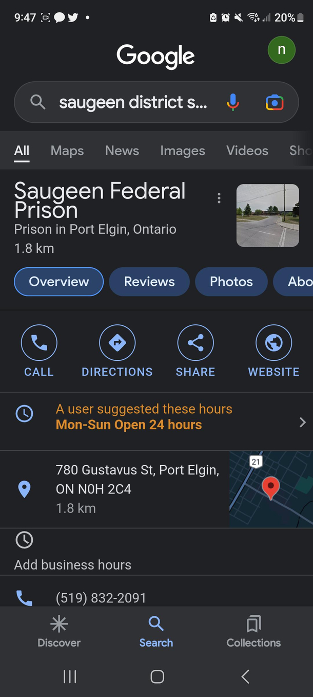 Some kids at my high school made the search redirect to the Saugeen Federal Prison There is no Saugeen Federal Prison