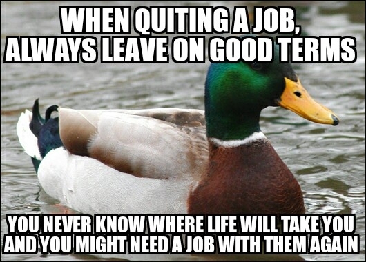 Some strong advice for those looking to quit their job in pursuit of something more