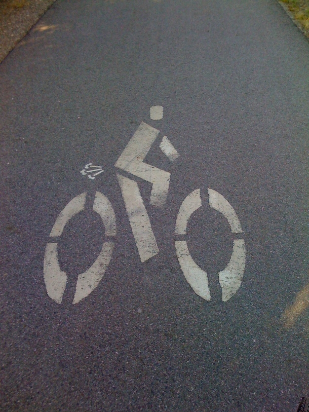 Somebody tagged up all the bike lanes in my town