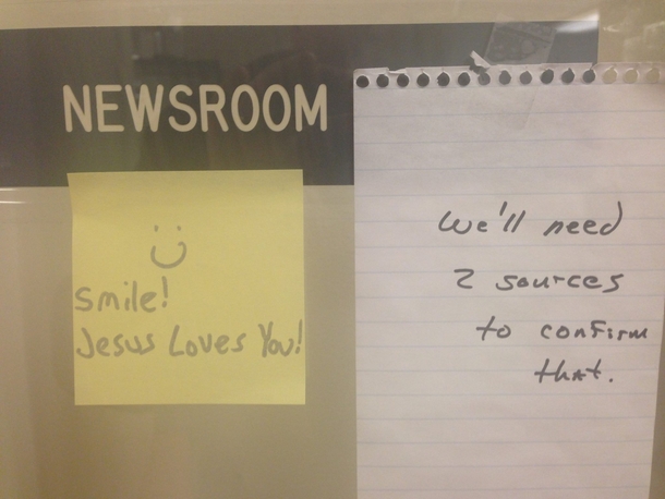 Someone put a post-it on my local public radio stations newsroom door They responded