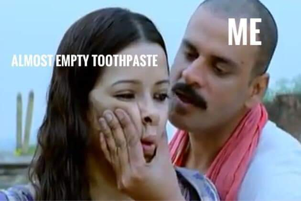 Squeezing toothpaste