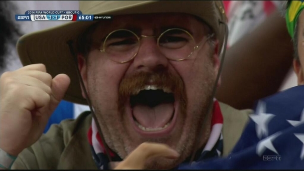 Teddy Roosevelt spotted cheering during the USA vs Portugal game